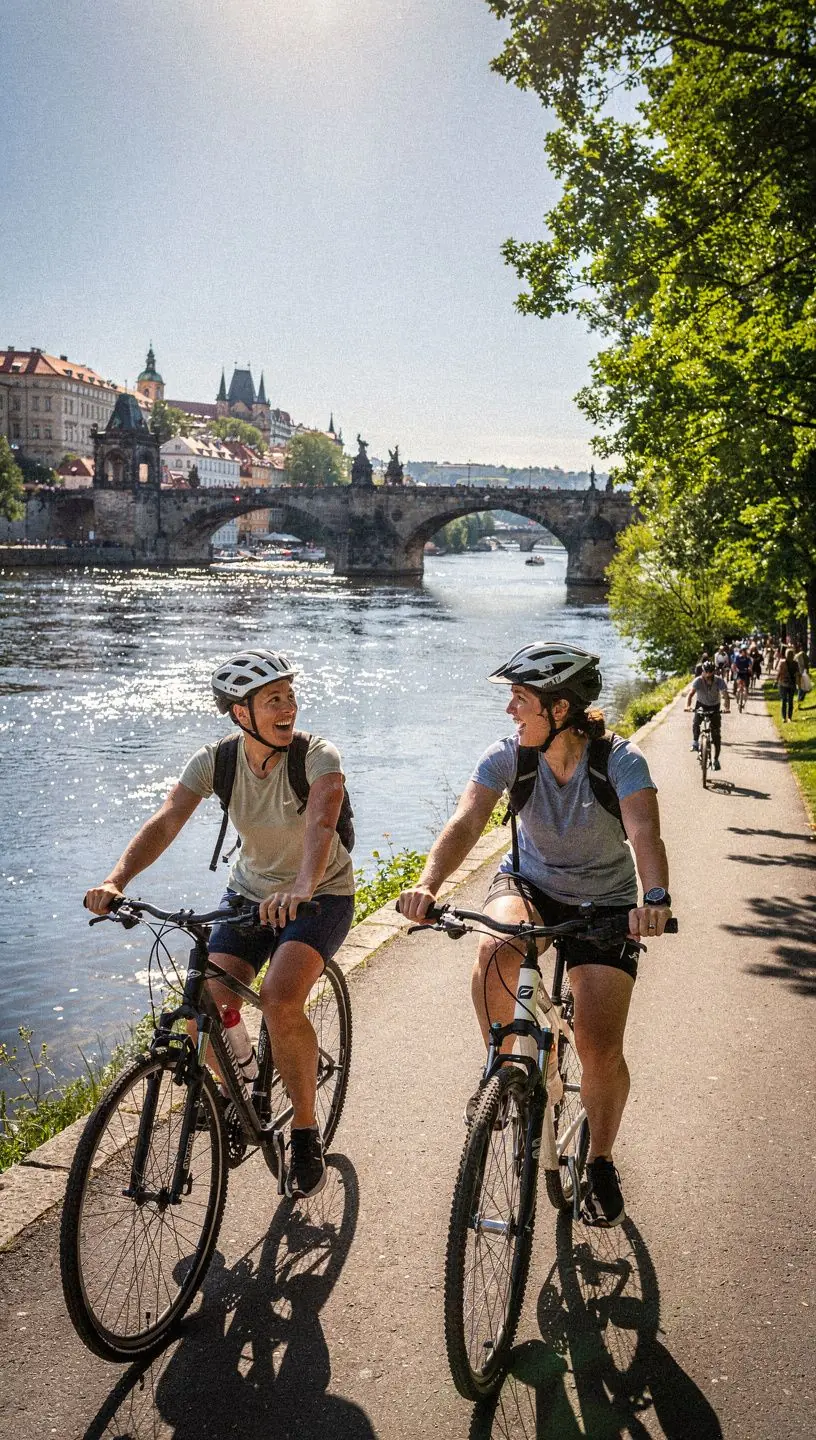 Rodina se usmívá při plánování výletu pomocí mapy a GPS navigace.
